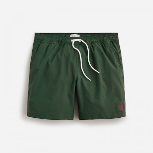 J.Crew 6" embroidered oarsman stretch swim trunk with ECONYL® nylon Dark Forest Clearance | 32WZBYAJE