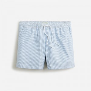 J.Crew 6" swim trunk in seersucker Ocean Blue White Outlet Online | 74ZBCMLPF