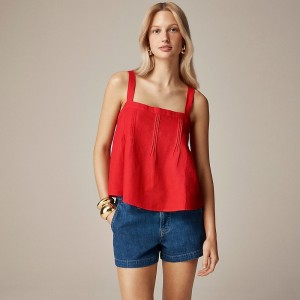 J.Crew Bow-back linen top Vintage Red Online | 09WGBRASZ