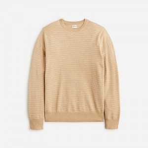 J.Crew Cotton piqué-stitch crewneck sweater Hthr Warm Camel Natural Online | 08RTQNYBX