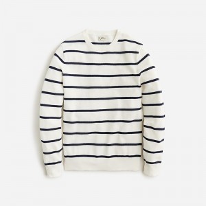 J.Crew Cotton piqué-stitch crewneck sweater Ivory Navy Stripe Online | 87BFEAWDY