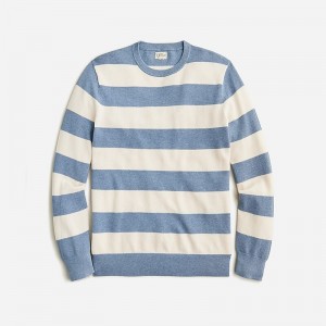 J.Crew Cotton piqué-stitch crewneck sweater Hthr Bluestone Stripe Factory Promo | 62VUFCKDH