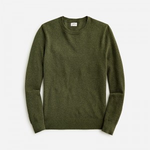 J.Crew Cotton piqué-stitch crewneck sweater Heather Moss USA | 17NCPYGMI