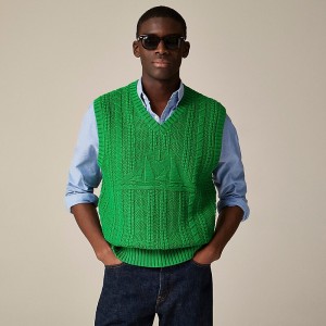 J.Crew Cotton sweater-vest with sailboat motif Warm Clover USA | 12EGZDBCX
