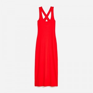 J.Crew Cross-back midi dress vintage rib Vintage Red Outlet Online | 73XSIKTJG