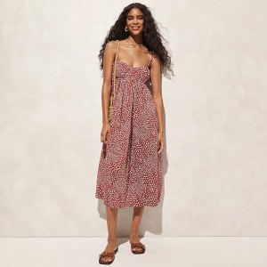 J.Crew Empire-waist midi dress Vintage Red Outlet Online | 73KEVXTJR