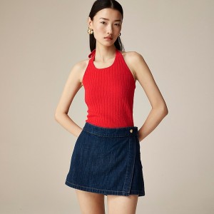 J.Crew Fine bouclé halter-neck top Vintage Red USA | 12IPMUBGJ