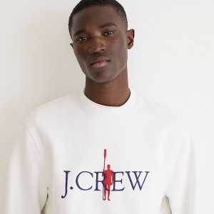 J.Crew Heritage 14 oz. fleece embroidered oarsman graphic sweatshirt White Indigo Oarsman Gr Factory Outlet | 52UBGWIJC