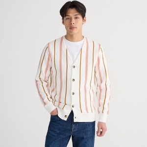 J.Crew Heritage cotton cardigan sweater in stripe Sea Salt Earth Grapefru Outlet | 95UTFBJNR
