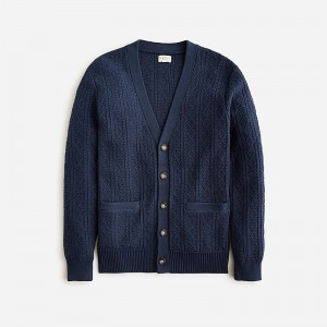 J.Crew Heritage cotton pointelle-stitch cardigan sweater Darkest Indigo USA | 19QEDVGRL
