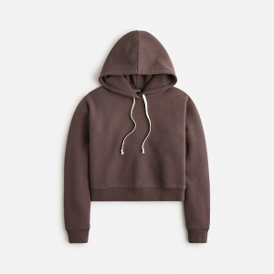 J.Crew Heritage fleece cropped hoodie Licorice Outlet | 92YMIFKUV