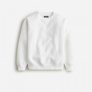 J.Crew Heritage fleece oversized crewneck sweater White Factory Outlet | 51XOJZTRW