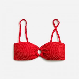 J.Crew Heritage textured O-ring bandeau bikini top Venetian Red Online | 04POZRIWJ