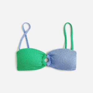 J.Crew Heritage textured O-ring bandeau bikini top Bright Peri Summer Gree Factory Outlet | 50GQOBNSZ