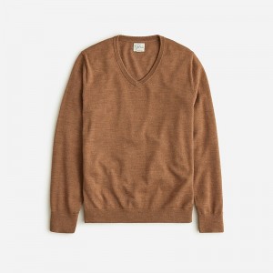 J.Crew Merino wool V-neck sweater Hthr Chestnut Outlet | 92MONJDFG