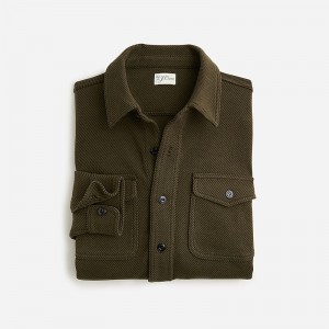 J.Crew Seaboard soft-knit shirt Twill Olive Dark Moss Outlet | 90PEWFDSV