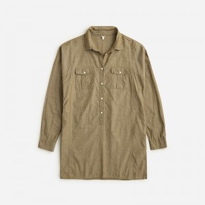 J.Crew Vintage J.Crew '90s linen tunic Rich Olive Clearance | 34CJAZTYL