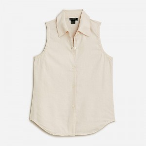 J.Crew Vintage J.Crew '90s sleeveless linen shirt Flax Outlet | 95UHOFVDZ