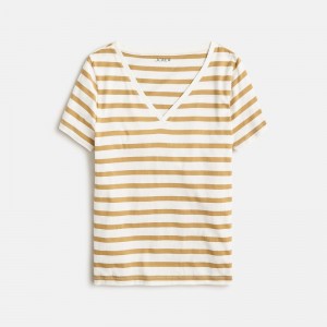 J.Crew Vintage jersey classic-fit V-neck T-shirt Carter Stripe Ivory Cam Online | 03XSOKNEG