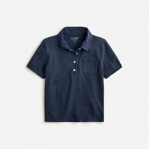 J.Crew Vintage jersey shrunken polo T-shirt Navy Factory Outlet | 57CLUDNXZ