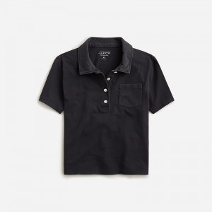 J.Crew Vintage jersey shrunken polo T-shirt Black Factory Promo | 63EMPWBKJ