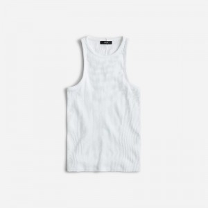 J.Crew Vintage rib high-neck cutaway tank top with contrast trim White Sale | 23QIJLDXP
