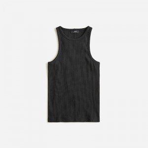 J.Crew Vintage rib high-neck cutaway tank top with contrast trim Black Factory Promo | 64RQZHCWX