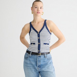 J.Crew Vintage rib lady tank top Paloma Stripe Ivory Eve Online | 02FUTLGWR
