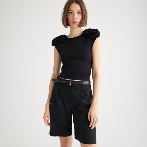 J.Crew Vintage rib rosette T-shirt Black Online | 82UZFQRAS