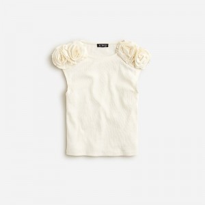 J.Crew Vintage rib rosette T-shirt Ivory Outlet Online | 74YPUVKCX