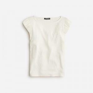 J.Crew Vintage rib ruffle boatneck tank top Ivory Outlet | 92YXKNGUV