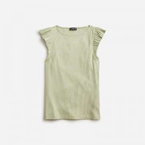 J.Crew Vintage rib ruffle boatneck tank top Pale Surplus USA | 15ITXLDMU