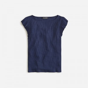 J.Crew Vintage rib ruffle boatneck tank top Navy Online | 08MYTNQGV