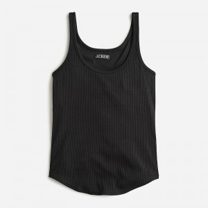 J.Crew Vintage rib shelf-bra tank top Black Outlet | 97YKWUQFP