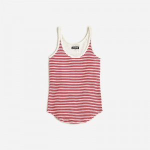J.Crew Vintage rib shelf-bra tank top Jade Stripe Red Ivory Factory Promo | 65EZHXLOI