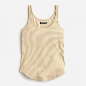J.Crew Vintage rib shelf-bra tank top Light Khaki Outlet | 94KXGIEAN