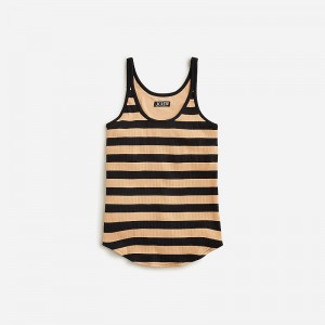J.Crew Vintage rib shelf-bra tank top Montauk Stripe Sand Bla Sale | 27TBFIXEV