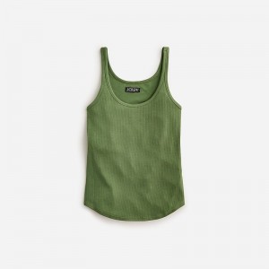 J.Crew Vintage rib shelf-bra tank top Utility Green Online | 07LOXAJRD