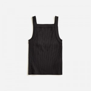 J.Crew Vintage rib wide-strap tank top Black Clearance | 37OQHRFEW