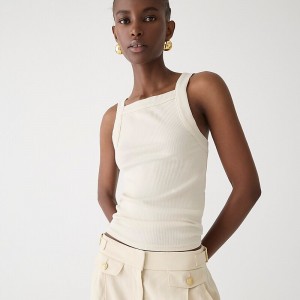 J.Crew Vintage rib wide-strap tank top Natural Factory Promo | 63ZAEVCXU