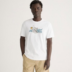 J.Crew Vintage-wash cotton City Island graphic T-shirt White City Island Graph Clearance | 45JDIBMHG