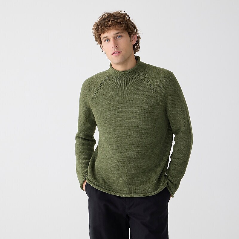 J.Crew 1988 heritage cotton Rollneck™ sweater Heather Moss USA | 14PNECMYJ