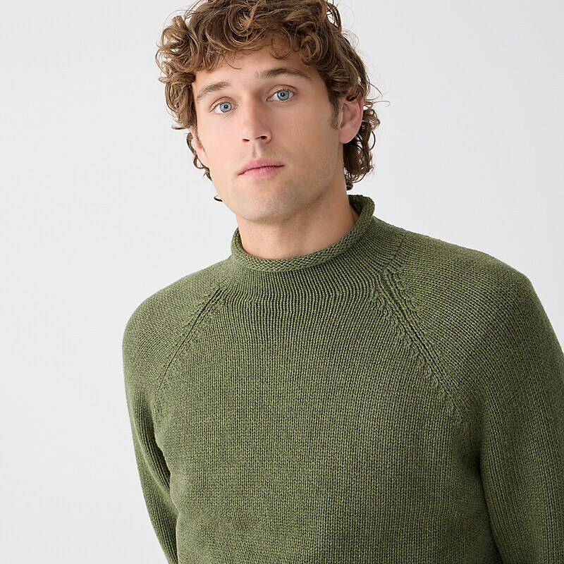 J.Crew 1988 heritage cotton Rollneck™ sweater Heather Moss USA | 14PNECMYJ