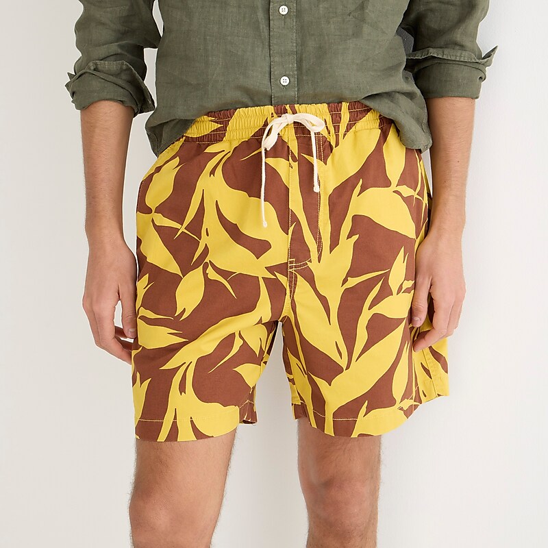 J.Crew 6'' dock short in print Summer Plant Yellow Bro Sale | 24FTOKXJR
