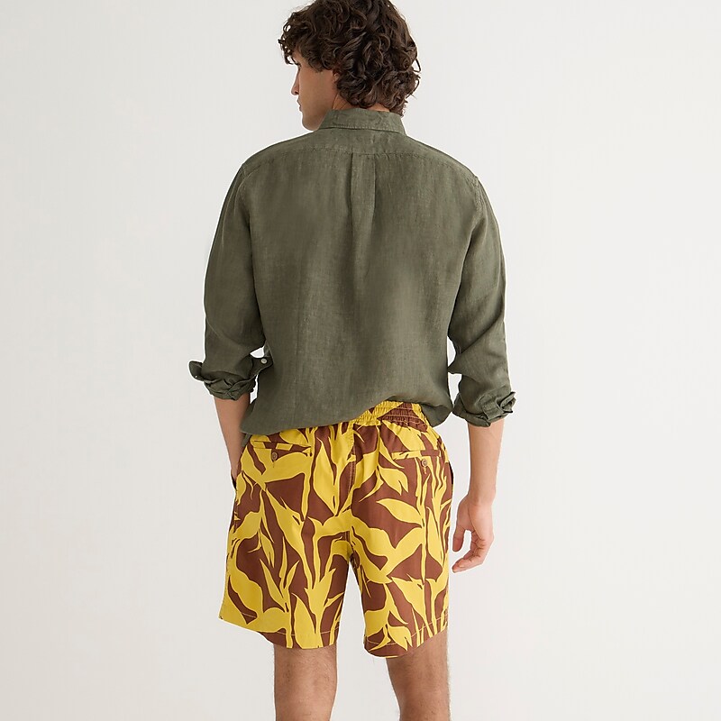 J.Crew 6'' dock short in print Summer Plant Yellow Bro Sale | 24FTOKXJR