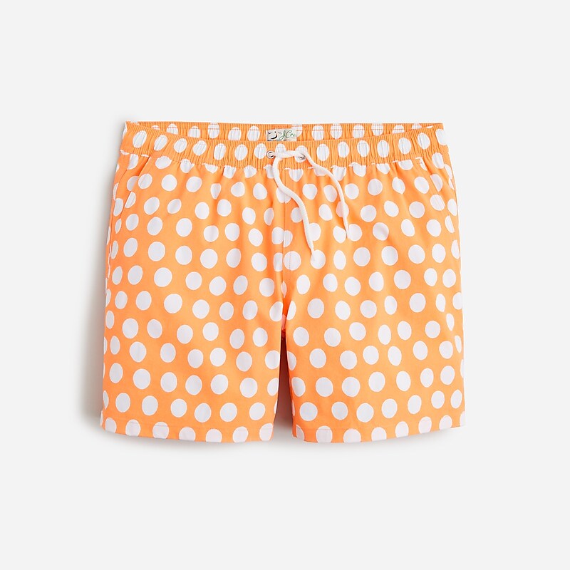 J.Crew 6\'\' stretch swim trunk with ECONYL® nylon Large Polka Dot Orange Outlet | 90SWUADYK