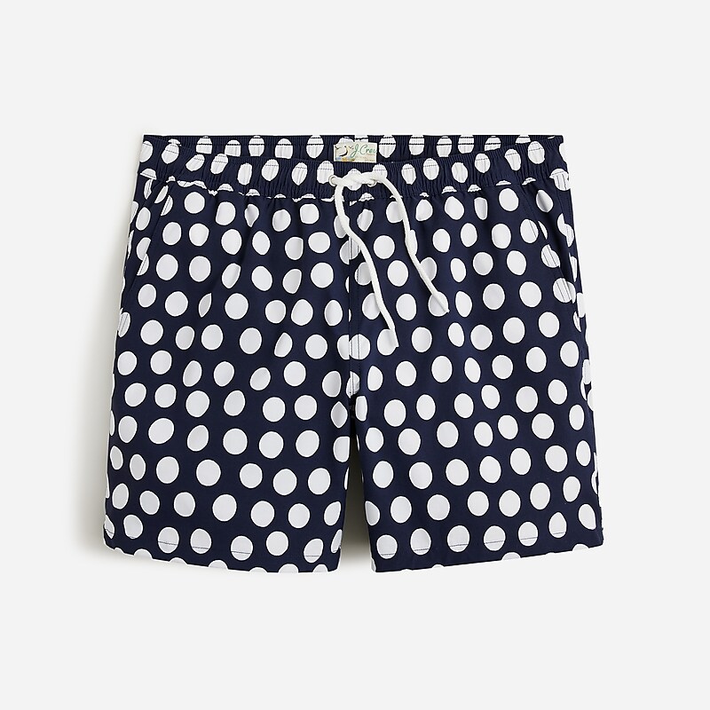 J.Crew 6\'\' stretch swim trunk with ECONYL® nylon Large Polka Dot Navy Wh Outlet | 91DENAHCK