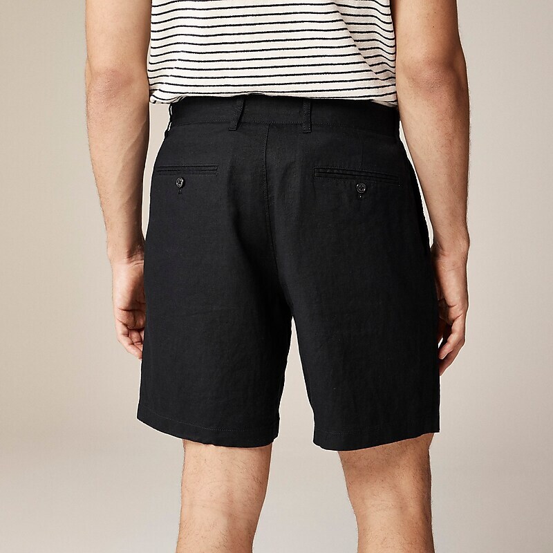 J.Crew 7.5'' pleated linen short Black Outlet | 93MNSUZHB