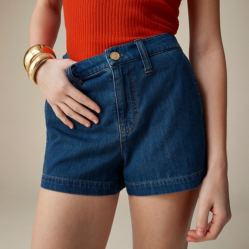 J.Crew A-line denim short in blue twill Medium Indigo Wash Factory Outlet | 50LTDEBQH