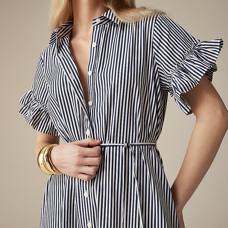 J.Crew Amelia maxi shirtdress cotton poplin Dark Evening Clearance | 35OCHXANB